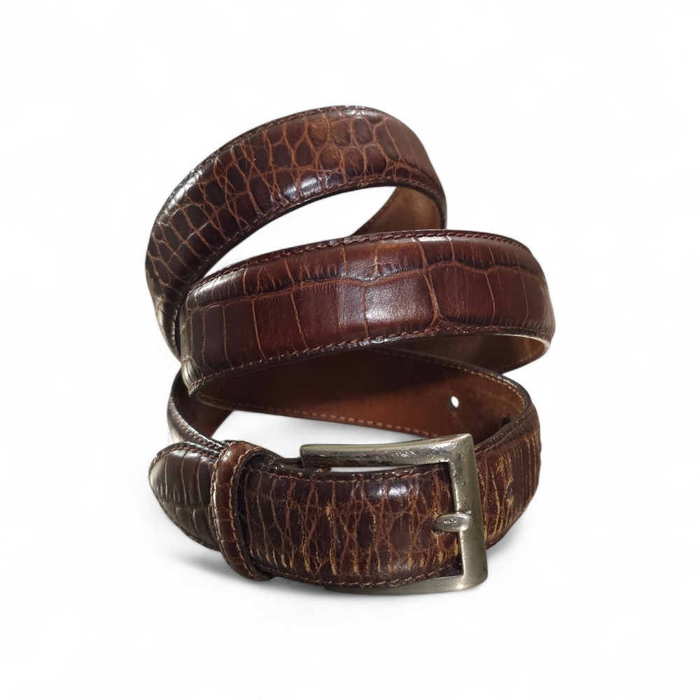 Polo Ralph Lauren Vintage Embossed Leather Alligator Belt Men's 36